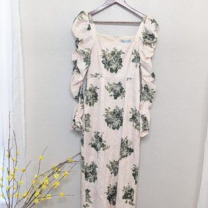 Antonio Melani  Elena Floral Print Square Neck Long Puffed Sleeve Midi Dress